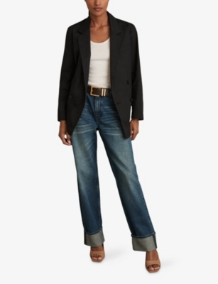 REISS: Osbourne Double-Breasted Stretch Cotton-Blend Jacket