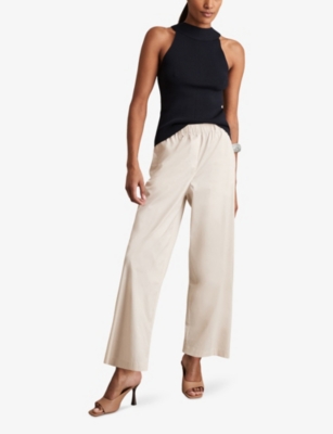 Reiss Womens Osbourne Straight-leg Stretch Cotton-blend Trousers Stone In Nude