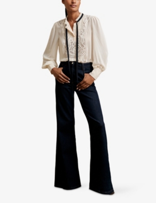 REISS: Sara Embroidered Lace Woven Top