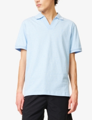 HACKETT MENS HACKETT JOHNNY V-NECK COTTON-JERSEY POLO SHIRT 