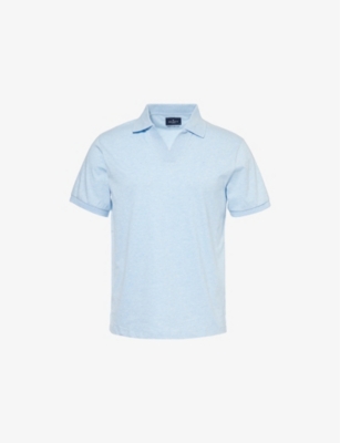 HACKETT MENS HACKETT JOHNNY V-NECK COTTON-JERSEY POLO SHIRT 