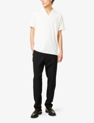 Hackett Logo-embroidered Cotton Polo Shirt In Off White