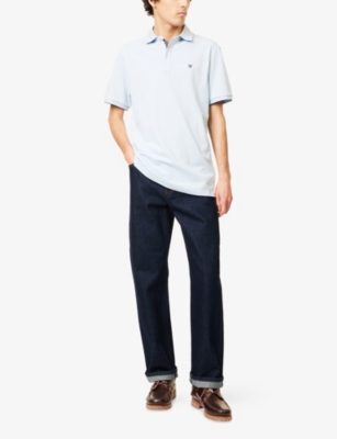 HACKETT: Logo-Embroidered Short-Sleeve Cotton-Pique Polo Shirt
