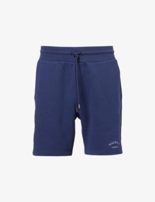 HACKETT MENS INK BLUE HERITAGE LOGO-PRINT COTTON SHORTS 