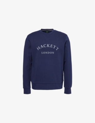 HACKETT MENS HACKETT HERITAGE CREWNECK COTTON-JERSEY SWEATSHIRT 