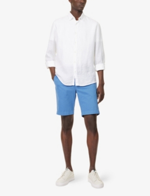 HACKETT MENS SEA BLUE CORE KEN REGULAR-FIT STRETCH-COTTON SHORTS 
