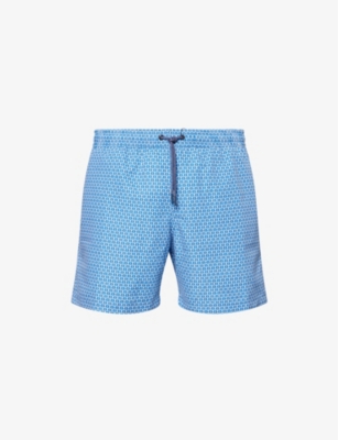 HACKETT: Arch Geometric-Print Swim Shorts