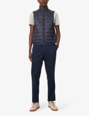 HACKETT MENS NAVY BLAZER CHINO KENSINGTON TWO-SLIP-POCKETS STRETCH-COTTON TROUSERS 