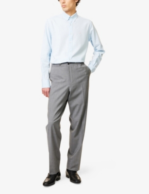 HACKETT MENS HACKETT LONG-SLEEVE TAILORED-FIT COTTON SHIRT 