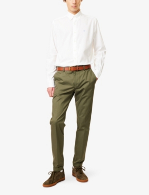 HACKETT MENS LONG-SLEEVE TAILORED-FIT COTTON SHIRT OPTIC WHITE 
