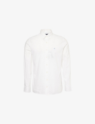 HACKETT MENS LONG-SLEEVE TAILORED-FIT COTTON SHIRT OPTIC WHITE 