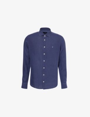 HACKETT MENS HACKETT LONG-SLEEVE TAILORED-FIT LINEN SHIRT 