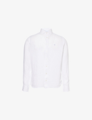 HACKETT MENS HACKETT LONG-SLEEVE TAILORED-FIT LINEN SHIRT 