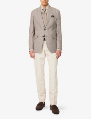 HACKETT: Glen Check Cotton-Linen Blazer