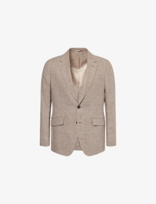 HACKETT: Glen Check Cotton-Linen Blazer