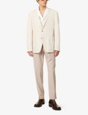 HACKETT MENS HACKETT NOTCH-LAPEL SINGLE-BREASTED COTTON-AND-LINEN BLAZER 