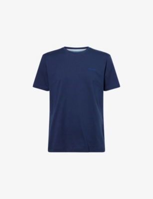 HACKETT MENS HACKETT SWIM TRIM ARCH LOGO-EMBROIDERED COTTON T-SHIRT 