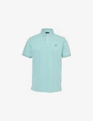 HACKETT MENS HACKETT LOGO-EMBROIDERED SHORT-SLEEVE COTTON-PIQUE POLO SHIRT 