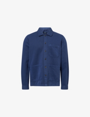 HACKETT MENS HACKETT LONG-SLEEVE COTTON AND LINEN OVERSHIRT 
