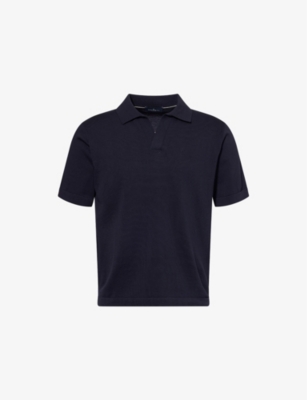 HACKETT MENS HACKETT SHORT-SLEEVE V-NECK COTTON AND SILK POLO SHIRT 
