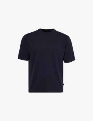 HACKETT MENS HACKETT SHORT-SLEEVE V-NECK COTTON AND SILK TOP 