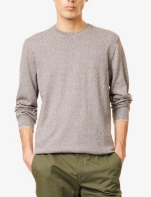 HACKETT MENS HACKETT MOULINE CREWNECK COTTON JUMPER 