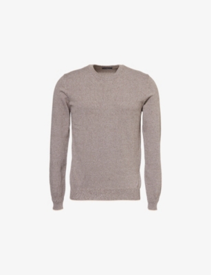 HACKETT MENS HACKETT MOULINE CREWNECK COTTON JUMPER 