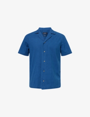 HACKETT MENS HACKETT SEERSUCKER LOOSE-FIT COTTON SHIRT 