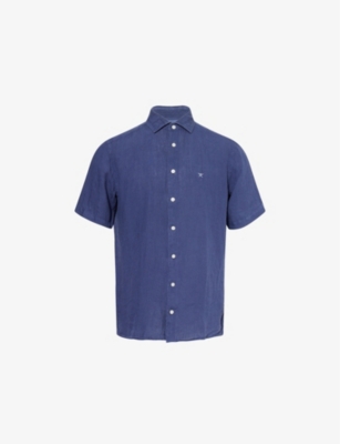 HACKETT: Kent Collar Short-Sleeve Tailored-Fit Linen Shirt