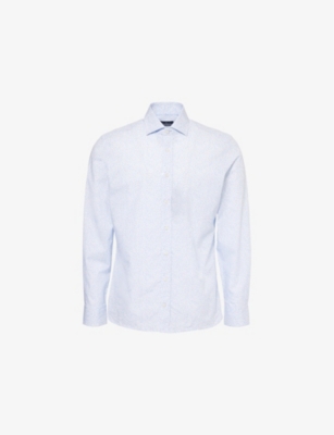HACKETT: Graphic-Print Long-Sleeve Cotton Shirt