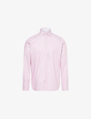 HACKETT: Stripe-Print Long-Sleeve Cotton Shirt