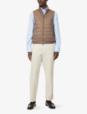 HACKETT MENS HACKETT CURVED-HEM TAILORED-FIT  COTTON-POPLIN SHIRT 