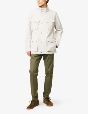 HACKETT MENS LINEN BEIGE VELOSPEED REGULAR-FIT SHELL JACKET 