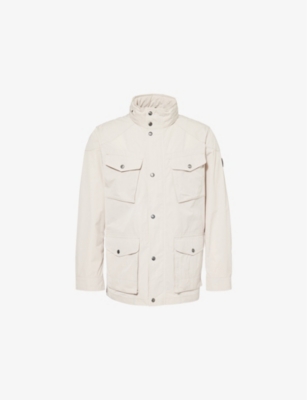 HACKETT MENS LINEN BEIGE VELOSPEED REGULAR-FIT SHELL JACKET 