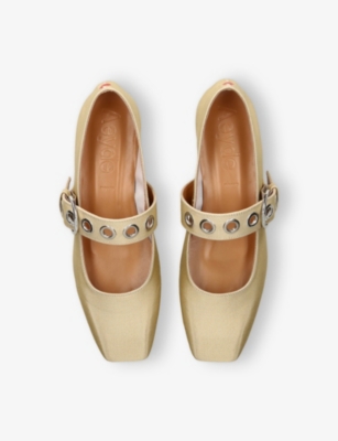 Aeyde Womens  Uma Eyelet-embellished Grosgrain Mary Jane Flats