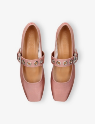 AEYDE WOMENS AEYDE UMA EYELET-EMBELLISHED GROSGRAIN MARY JANE FLATS 