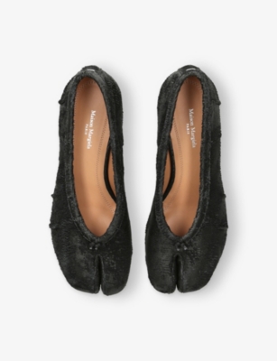 Maison Margiela Womens Black Tabi Ballerina Leather Heeled Shoes Eur 36 / 3 Uk In Black