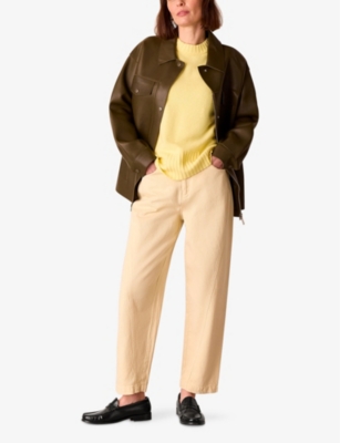 WHISTLES OMENS WHISTLES RIBBED-CUFF WOOL KNITTED JUMPER 