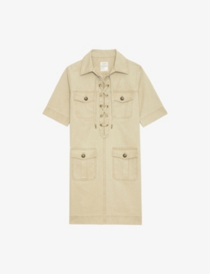ZADIG&VOLTAIRE: Record Lace-Up Short-Sleeve Cotton Mini Dress