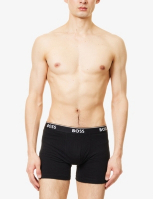 Shop Hugo Boss Mens 965 Open Miscellaneous Logo-waistband Stretch-woven Boxer Shorts