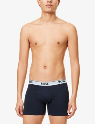 Shop Hugo Boss Mens Open Miscellaneous Logo-waistband Stretch-woven Boxer Shorts