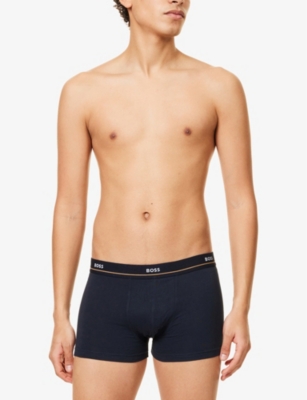 BOSS: Essential Logo-Waistband Stretch-Woven Trunks