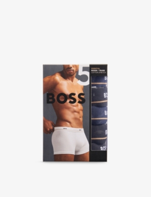BOSS: Essential Logo-Waistband Stretch-Woven Trunks