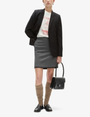THE KOOPLES: High-Rise Straight-Cut Striped Stretch-Wool Mini Skirt