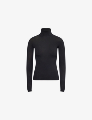 ALAIA: Second Skin High-Neck Stretch-Woven Top