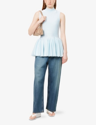 ALAIA: Godet Pleated Knitted Top