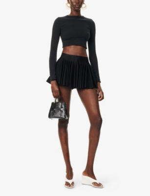 ALAIA: Godet Pleated Knitted Shorts