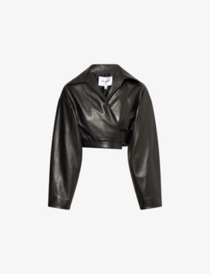 ALAIA: Spiral Cropped Leather Jacket