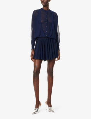 ALAIA: Skater Pleated Knitted Mini Skirt
