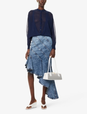 ALAIA: Spiral Asymmetric Denim-Blend Maxi Skirt